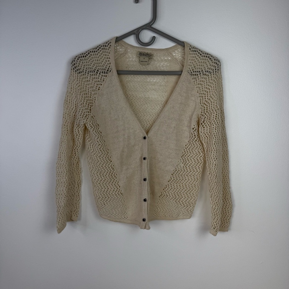Lucky Brand Cream Tan Knit Cardigan Y2K
